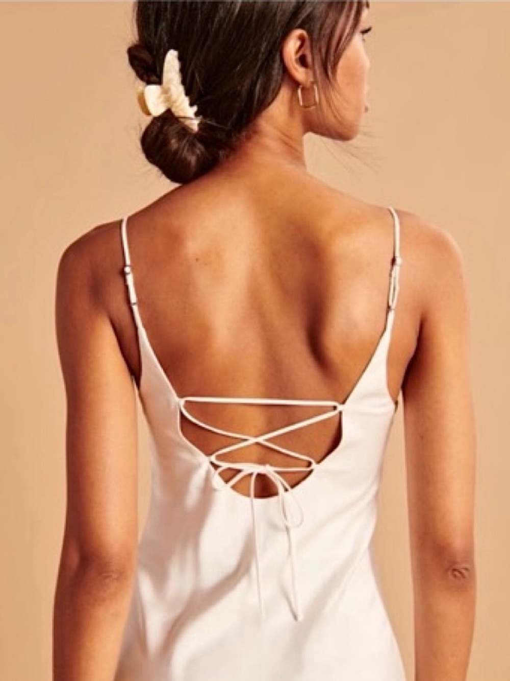 NWT: Abercrombie White Satin Slip Midi Dress | Size XS - Picture 3 of 6